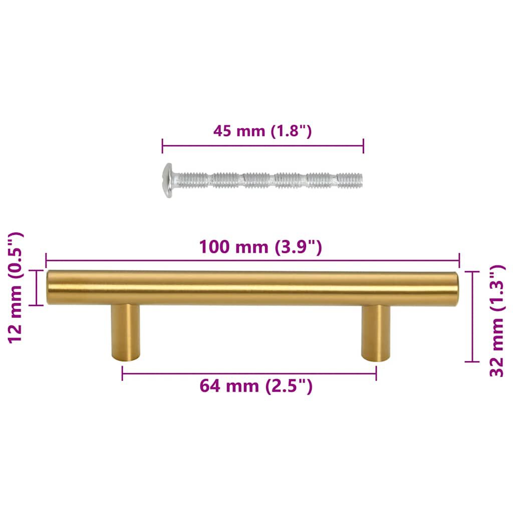 vidaXL Kastgrepen, 10 stuks, goud, 64 mm, roestvrij staal