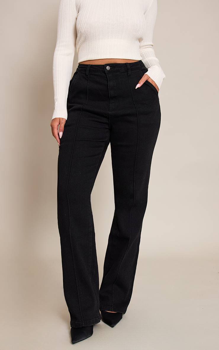 Noir Jean Taille Haute En Denim Stretch Shape Avec Pinces Et Détail Ajustable Au Dos