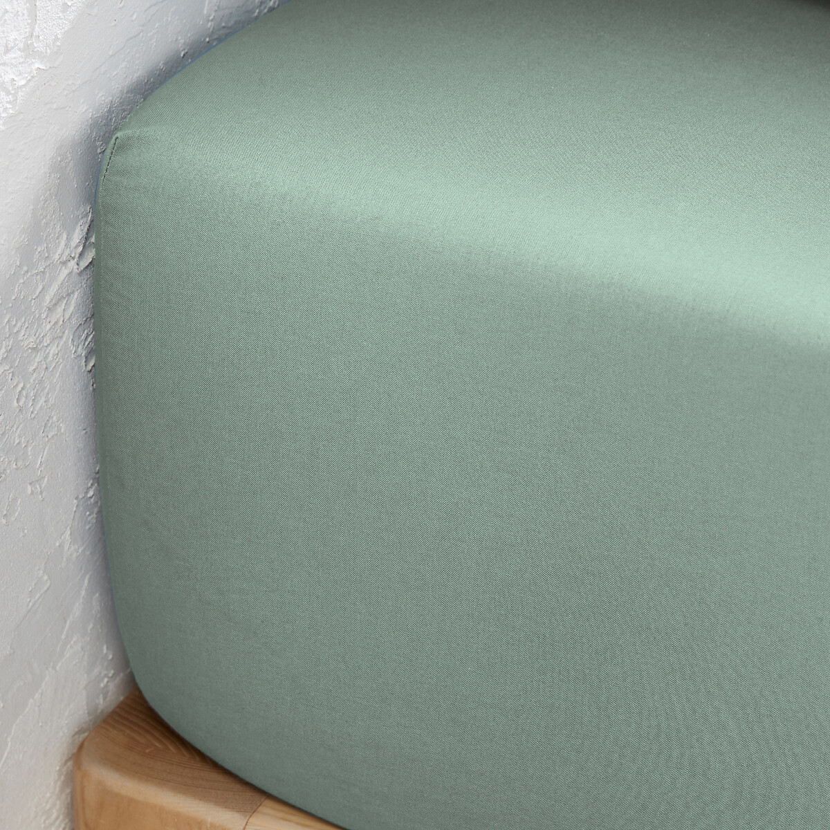 LA REDOUTE INTERIEURS<br>Lençol de baixo liso em algodão lavado, dobra de 30 cm, Scenario