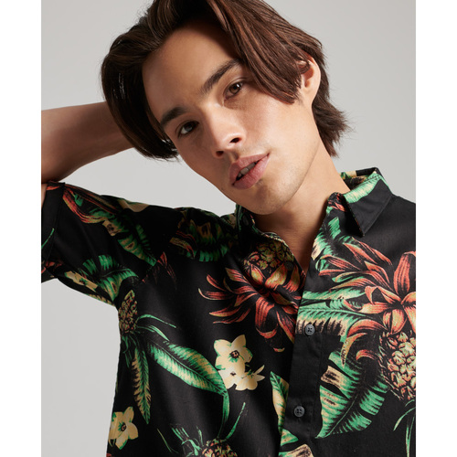 Superdry - CAMISA HAWAIANA DE MANGA CORTA Negro