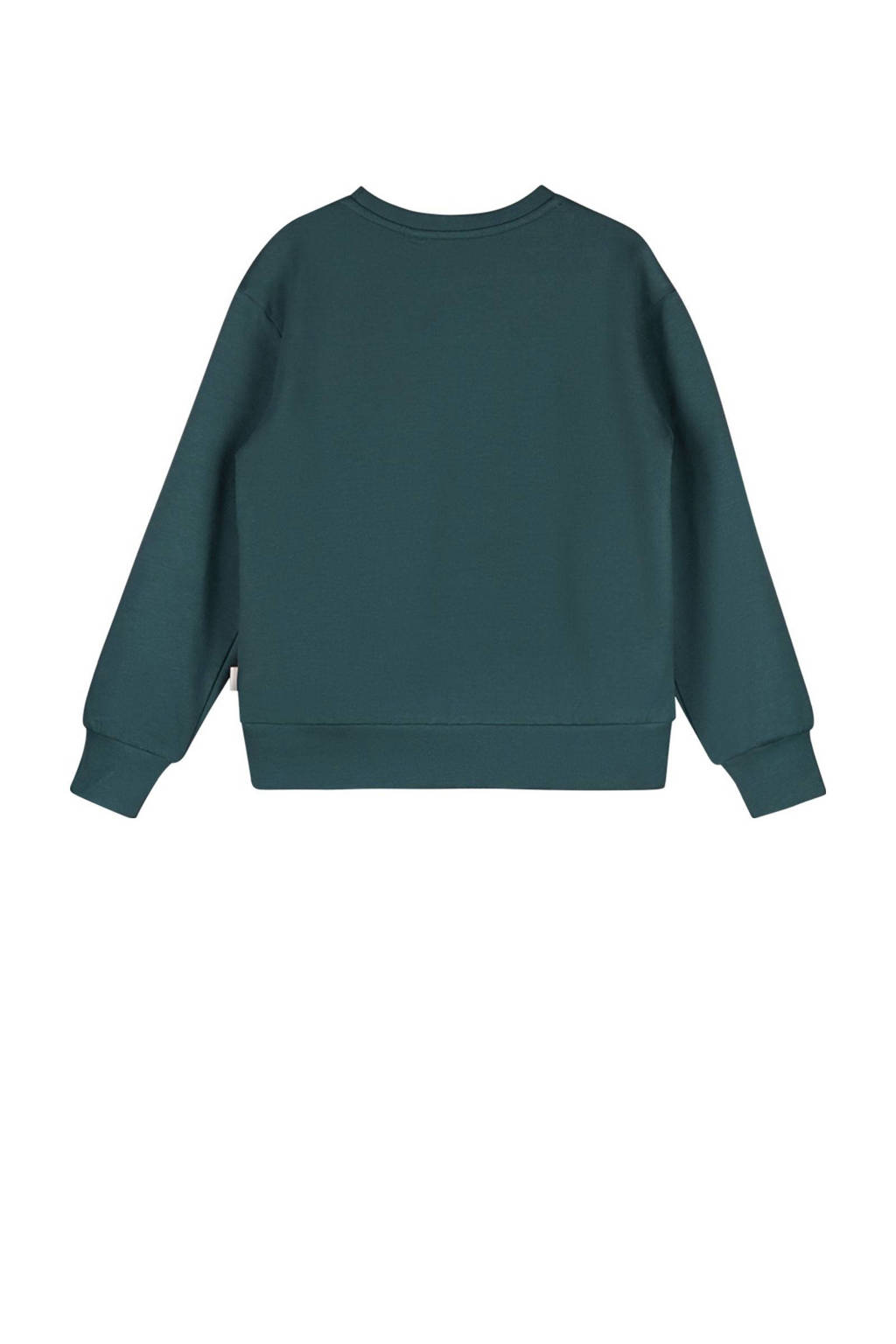 Moodstreet sweater Sofie met printopdruk donkergroen