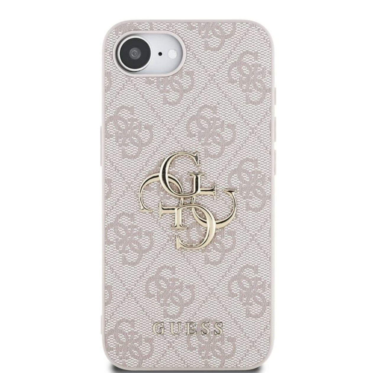 iPhone 16e Leder Hardcase Hülle 4G Big Metal Logo (GUHCPSE44GMGPI) - Rosa