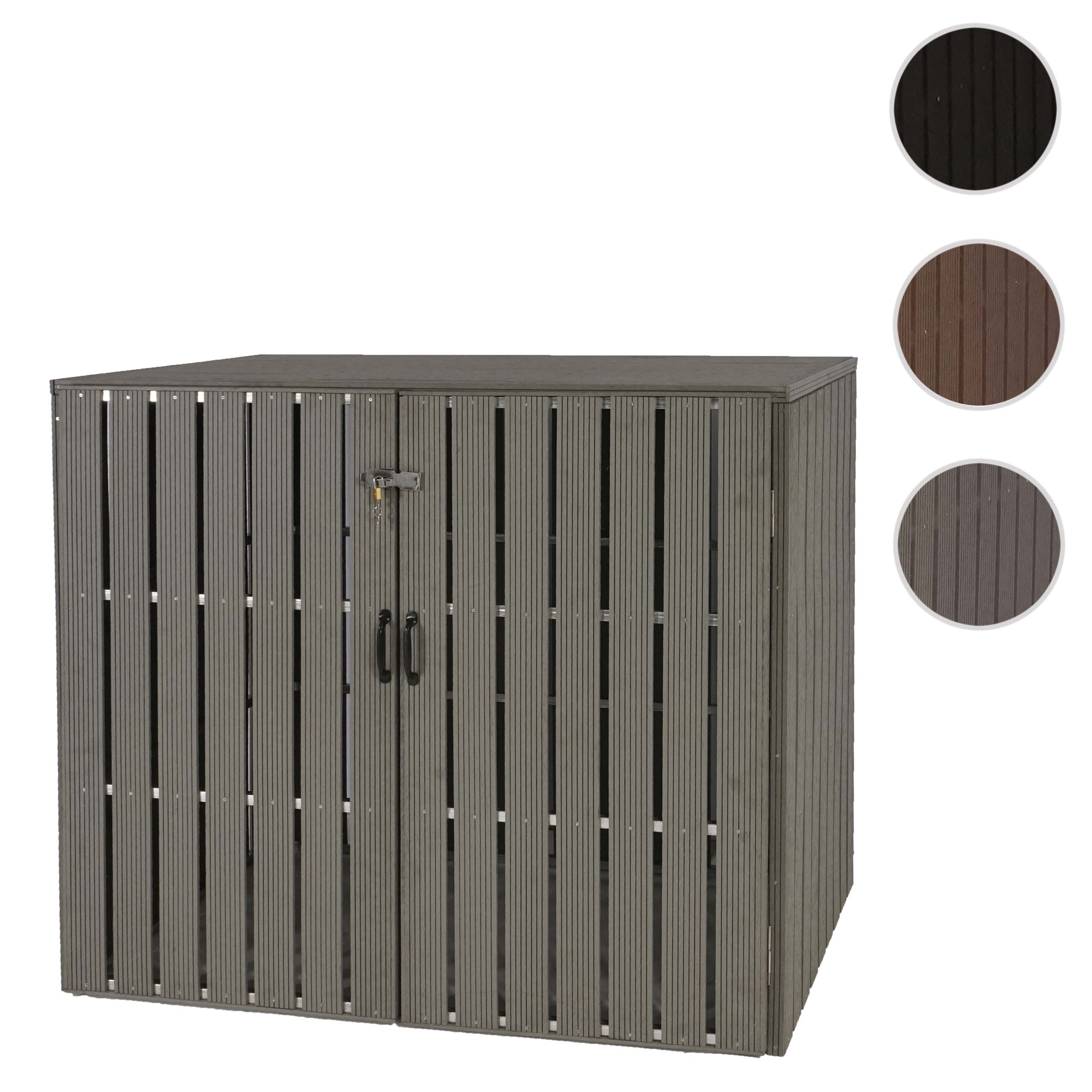 2er WPC-Mülltonnenverkleidung MCW-J28, Mülltonnenbox, Metall Holzoptik, erweiterbar 2x240l ~ grau