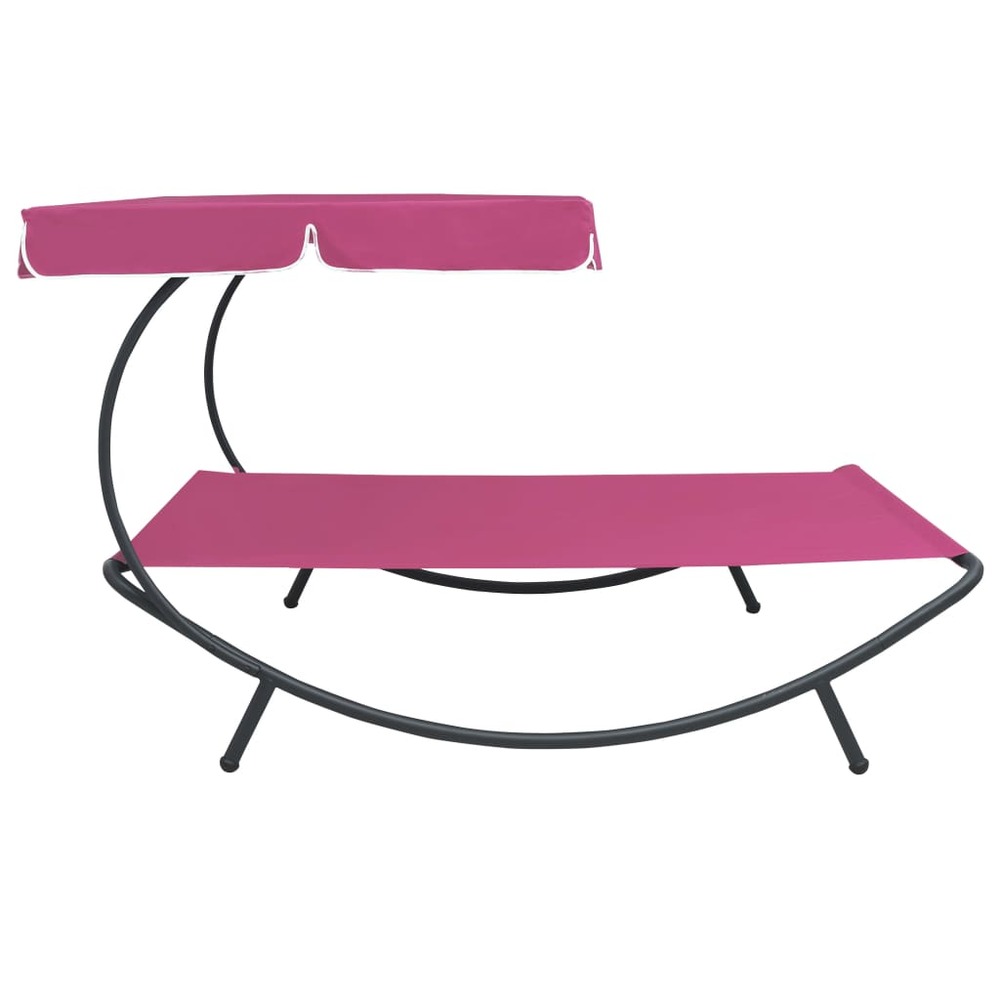 Lit de repos transat chaise longue d'extérieur 200 cm avec auvent rose