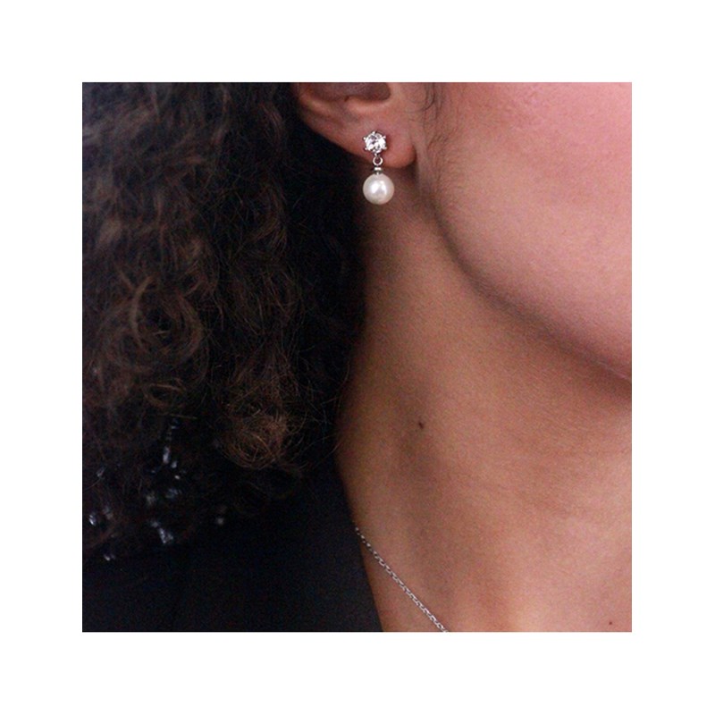 Boucles d'oreilles Pauline - Argenté et Cristal