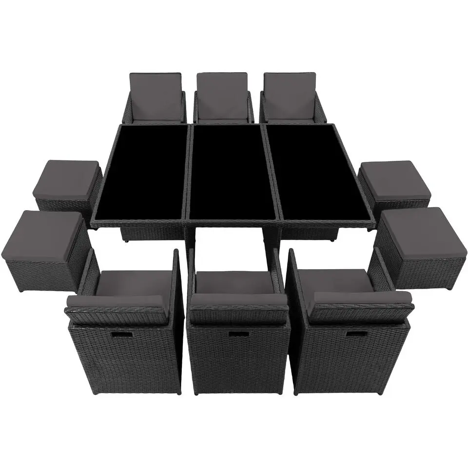 tectake - tuinset New York - wicker - zwart