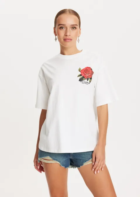 T-shirt met print artwork wit (WIT)