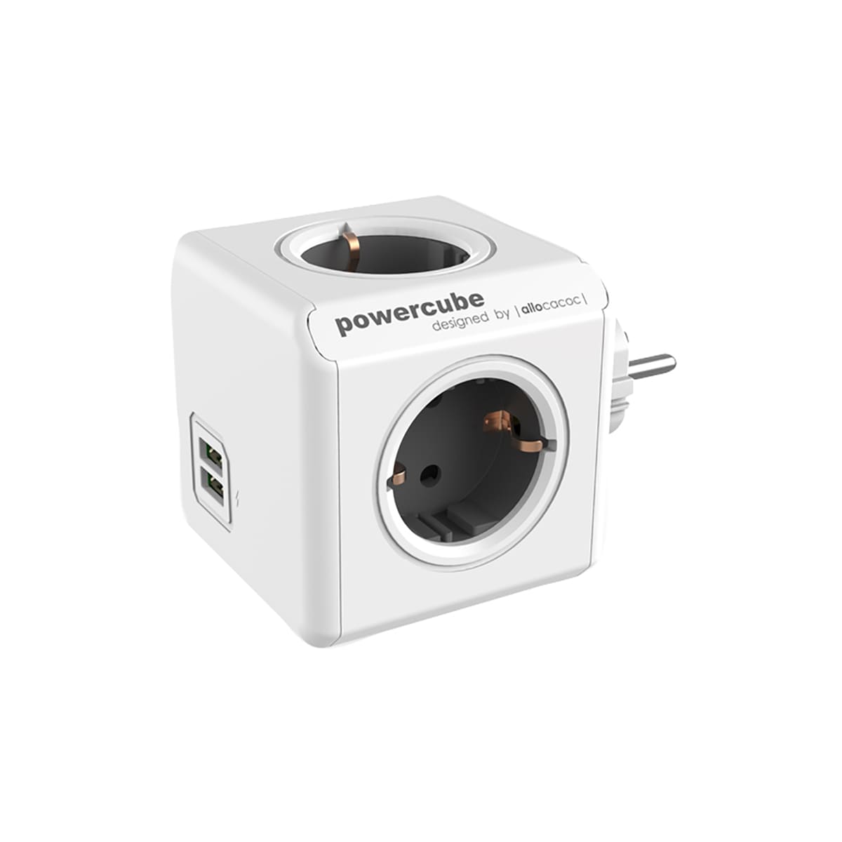 PowerCube Original USB- og stikkontakt (grå)