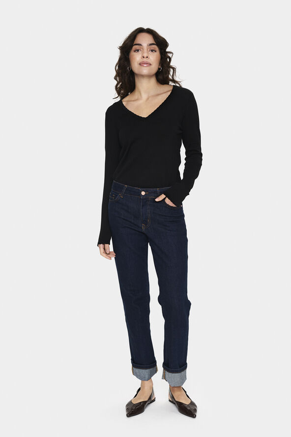 Saint Tropez MilaSZ LS V-Neck Pullover Black