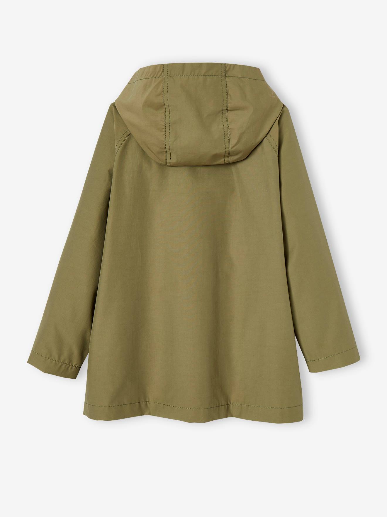 Casaco trench coat cáqui com capuz, perfeito para meia-estação, para meninas.