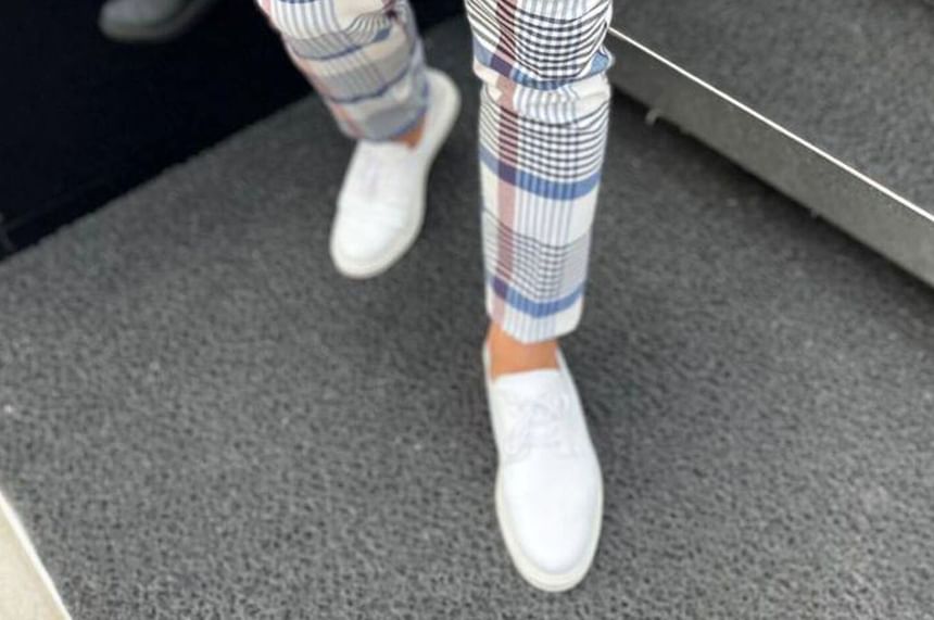 Sheck - Geruite rechte broek met middelhoge taille