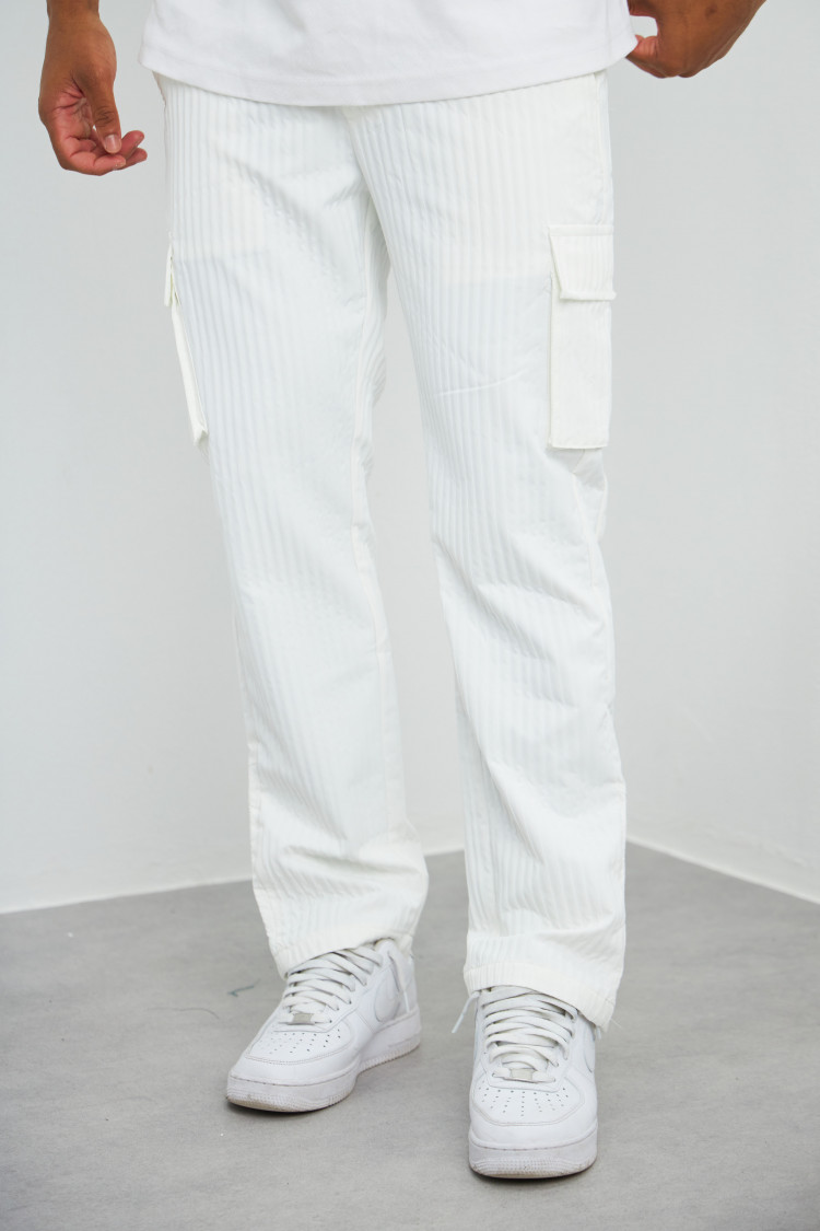 Pantalon blanc à poches plissé