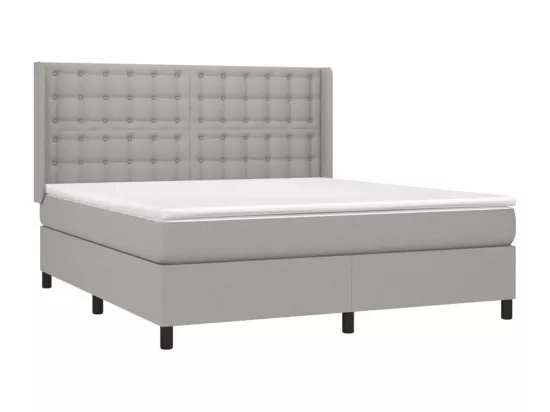 Sommier tapissier et matelas et LED Gris clair 180x200 cm Tissu