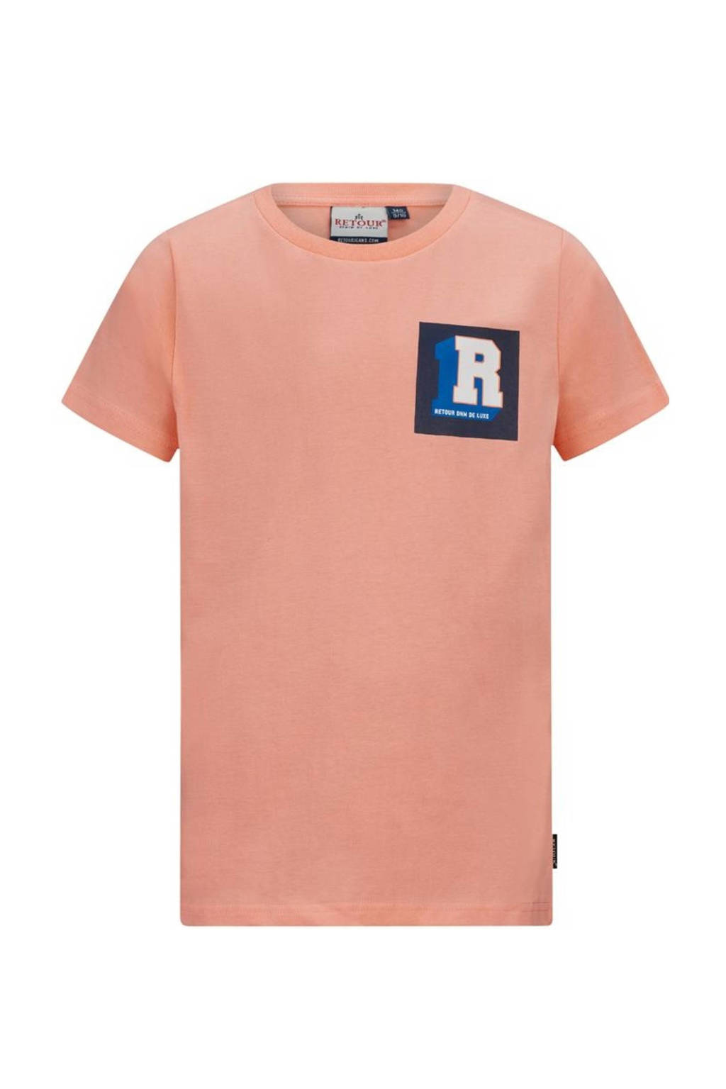 Retour Jeans T-shirt Orlando met printopdruk koraalroze