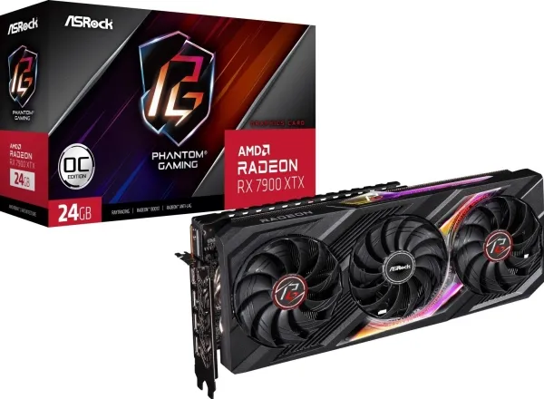ASRock Phantom Gaming Radeon RX 7900 XTX 24GB - OC Edition - grafikkort - Radeon RX 7900 XTX - 24 GB GDDR6 - PCIe 4.0 x16 - HDMI, 3 x DisplayPort - boks