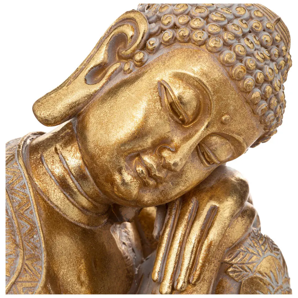 Atmosphera Boeddha beeldje - binnen/buiten - polyresin - 23 cm - goud