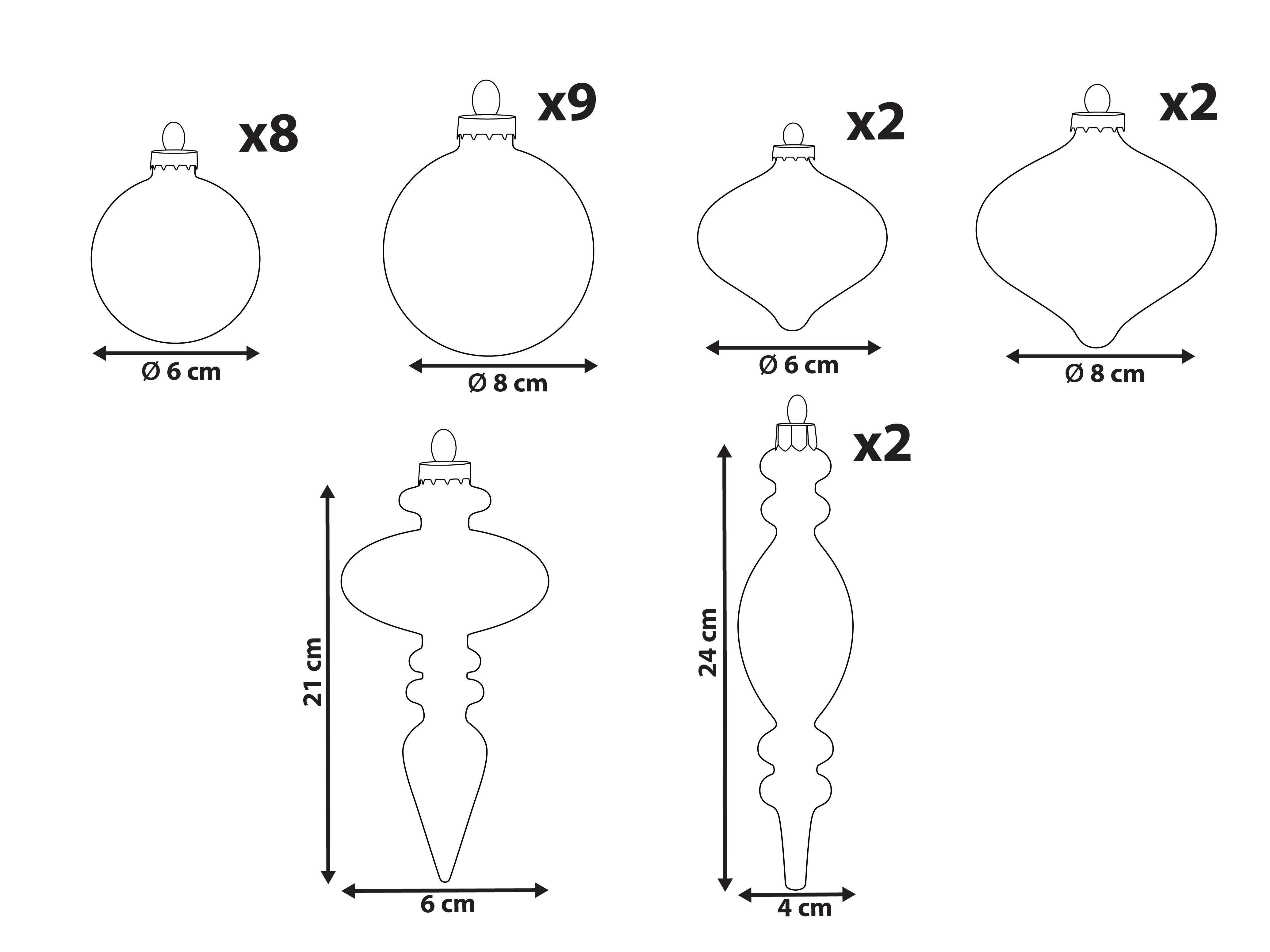 Set van 24 kerstballen WINTERLIGHT Glas Roségoud