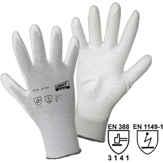 L+D worky ESD Nylon/Carbon-PU 1171 Nylon Arbejdshandske