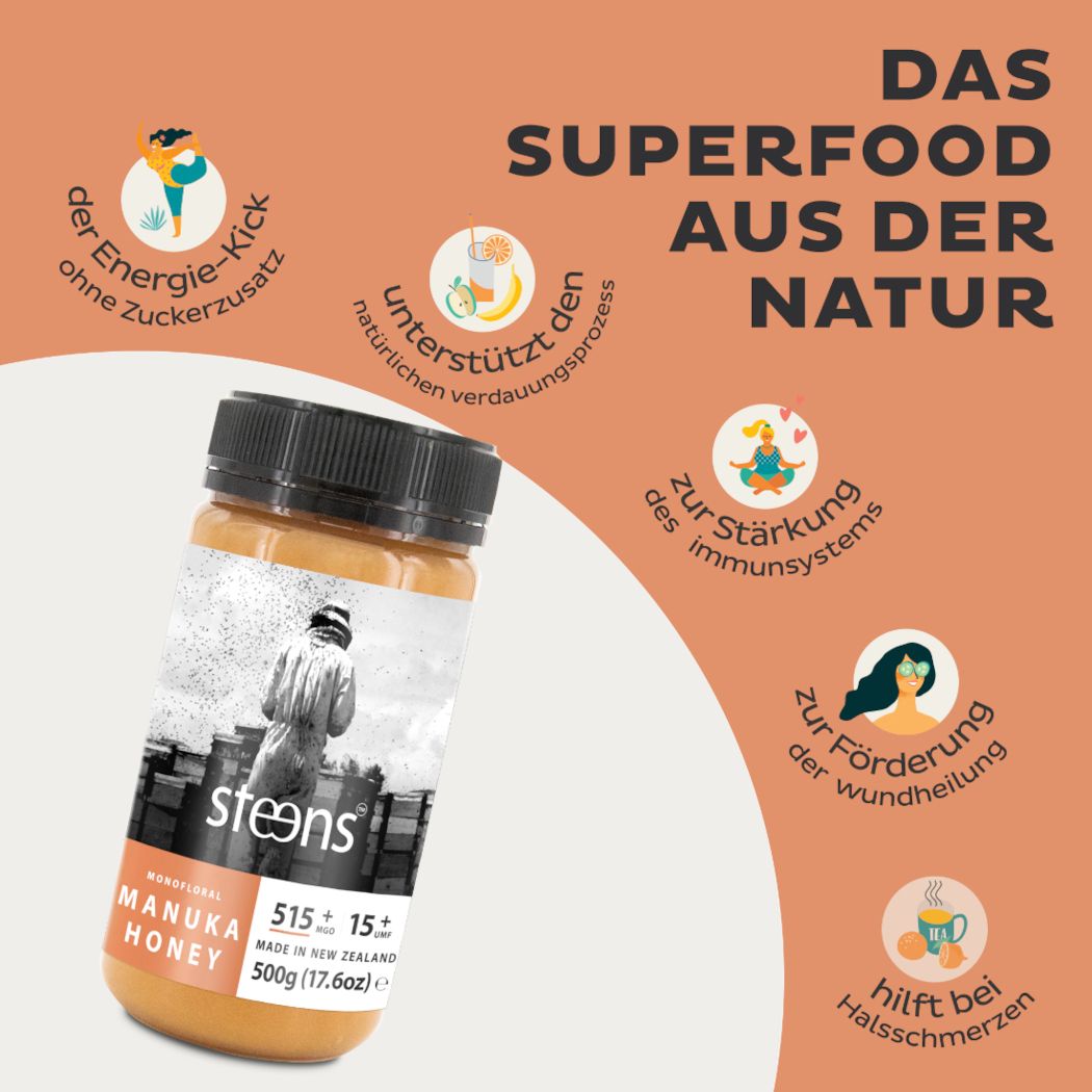 STEENS Manuka Honig MGO 515+ I UMF15+, 500g