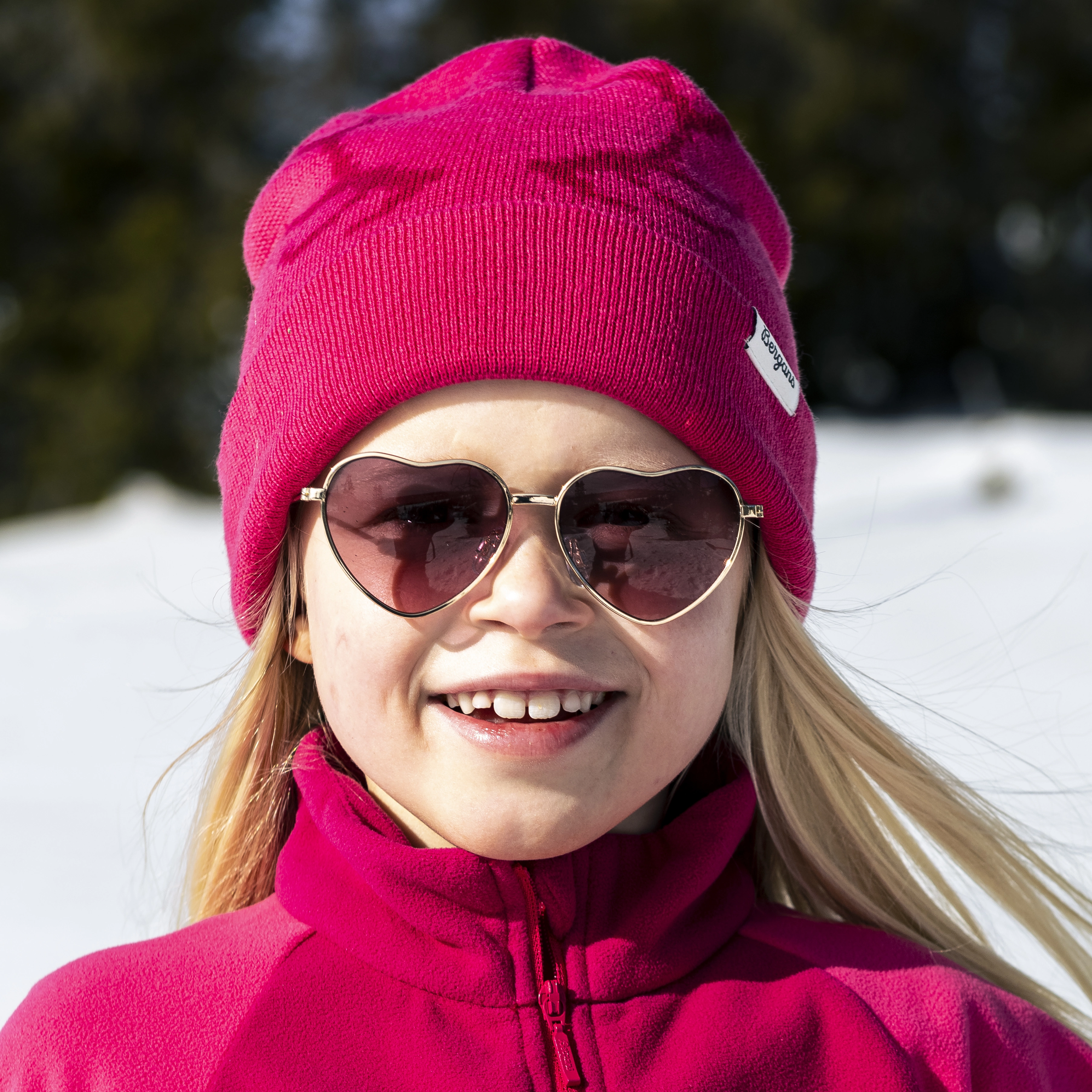 Antlers Kids Beanie Raspberry Pink / Raspberry Red