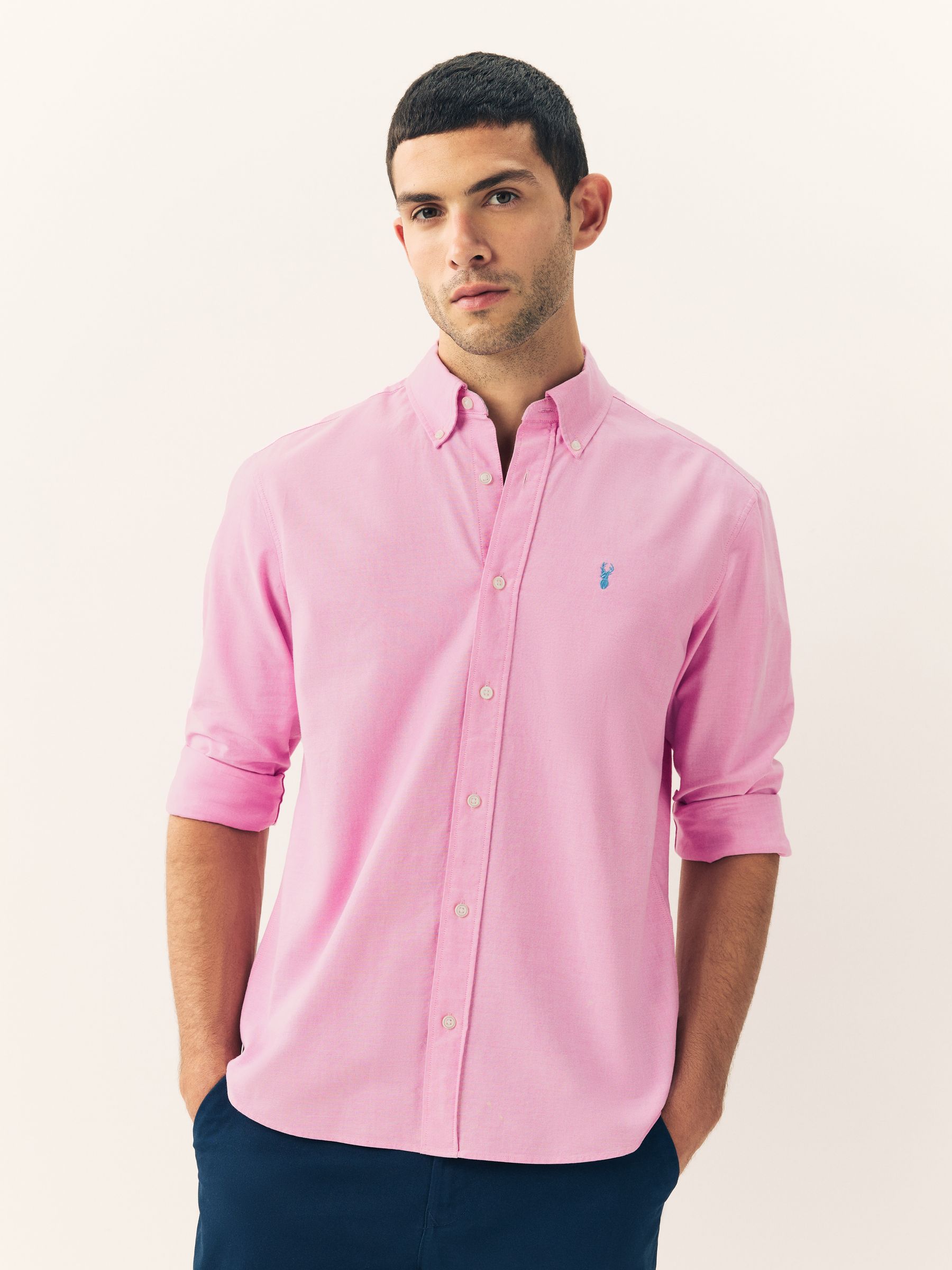 Roze - Slim Fit - Oxford-hemd met lange mouwen