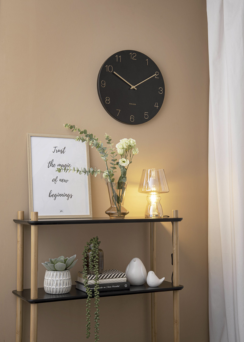 Wall Clock Charm Engraved Numbers KA5762BK Black