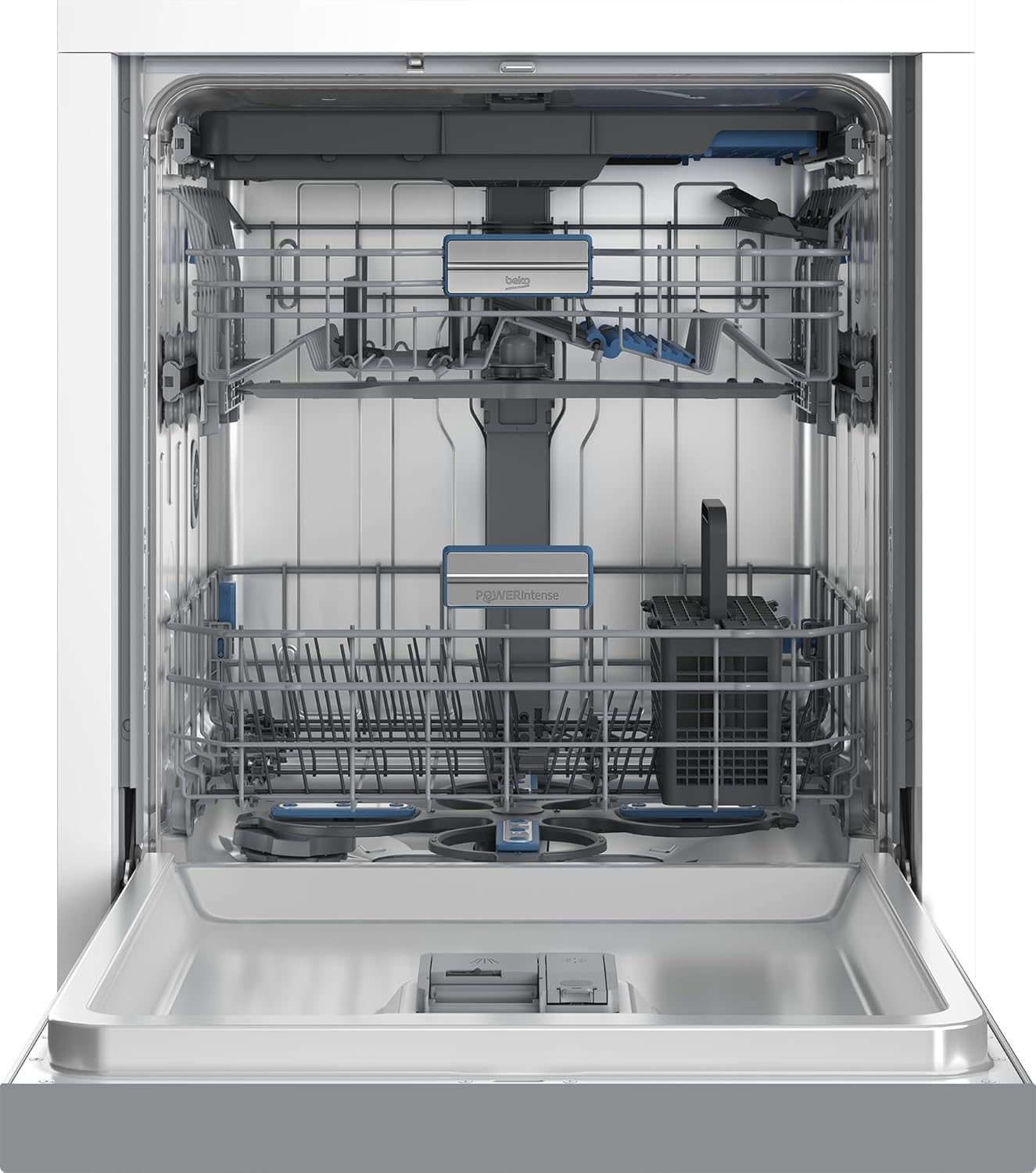 Beko BDDN36550XP Geschirrspüler 60 cm, unterbau, für 15 Maßgedecke, 6 Programme, 6 Zusatzfunktionen, 3 Spülebenen, SilentWash, SelfDry, PowerIntense, SensorAdapt, edelstahl