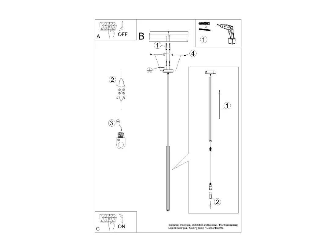 Pendentif Arche moderne en acier - 1 sources lumineuses - L.8 x H.120 cm - noir