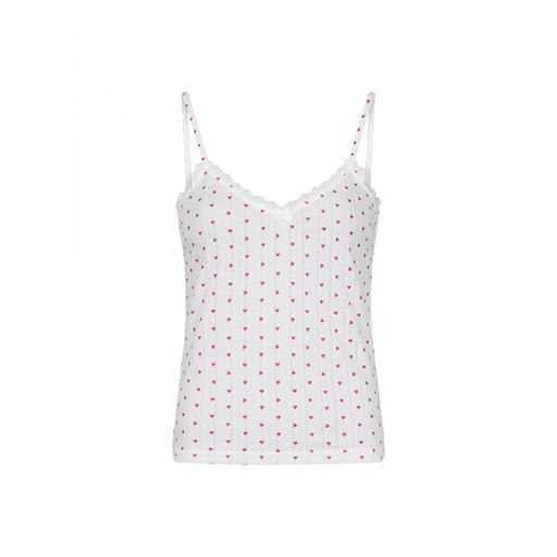 Neo Noir Lindsay Pointelle Heart Top, White, 36