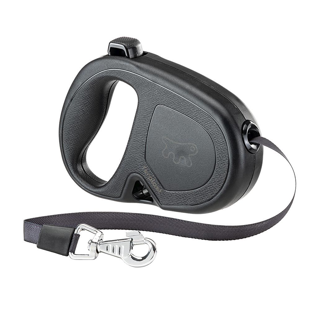 Laisse rétractable pour chiens de taille moyenne flippy one tape m, sangle extensible 5 m, max 25 kg, noir