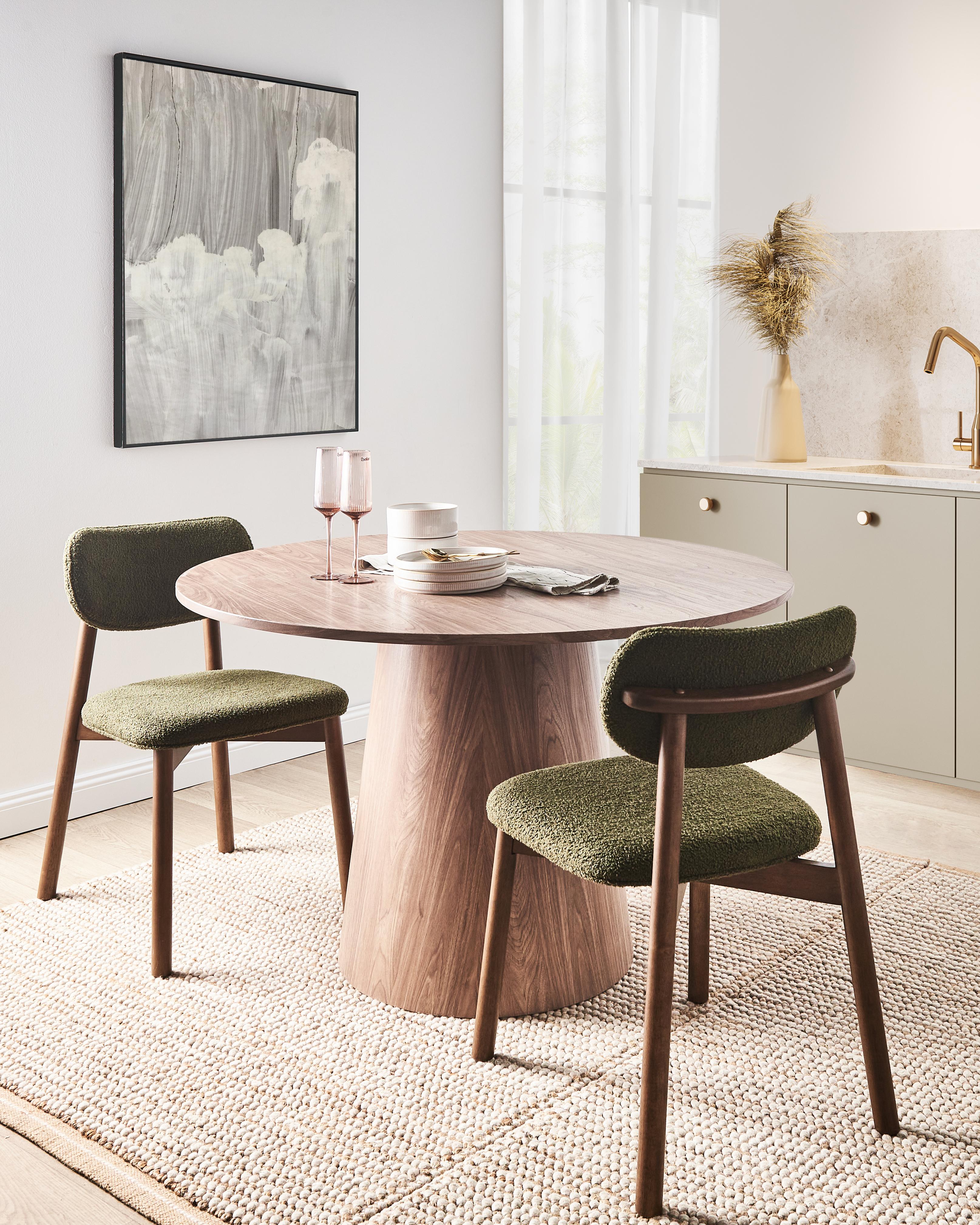 Set van 2 eetkamerstoelen MILLS Bouclé Donkerbruin/groen