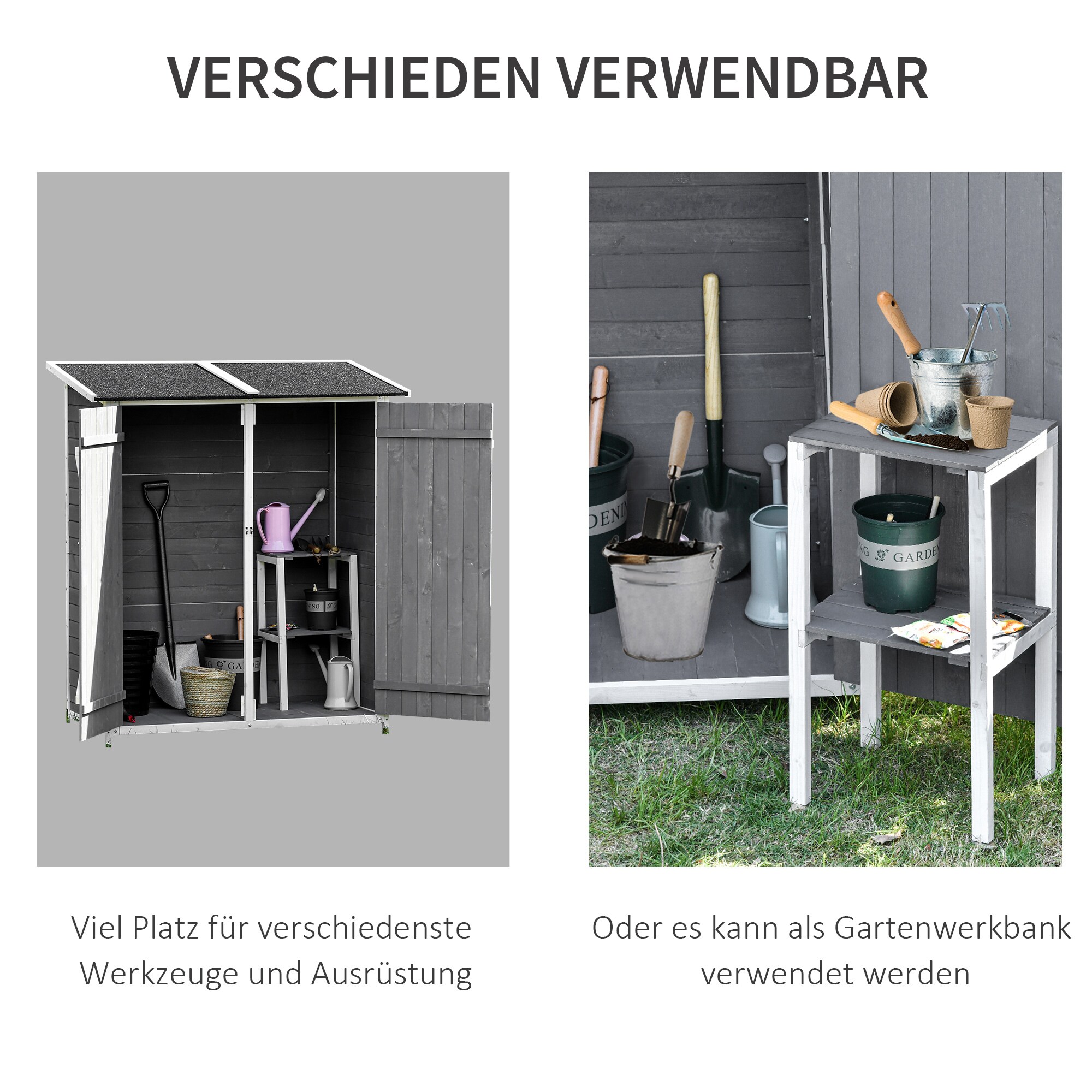 Outsunny Gerätehaus mit 2 Türen 139B x 75T x 160H cm
