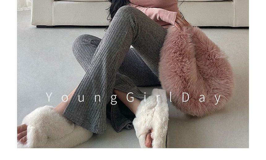 RainGirl - Gebreide top met lange mouwen, ronde hals en geribbelde, slanke pasvorm