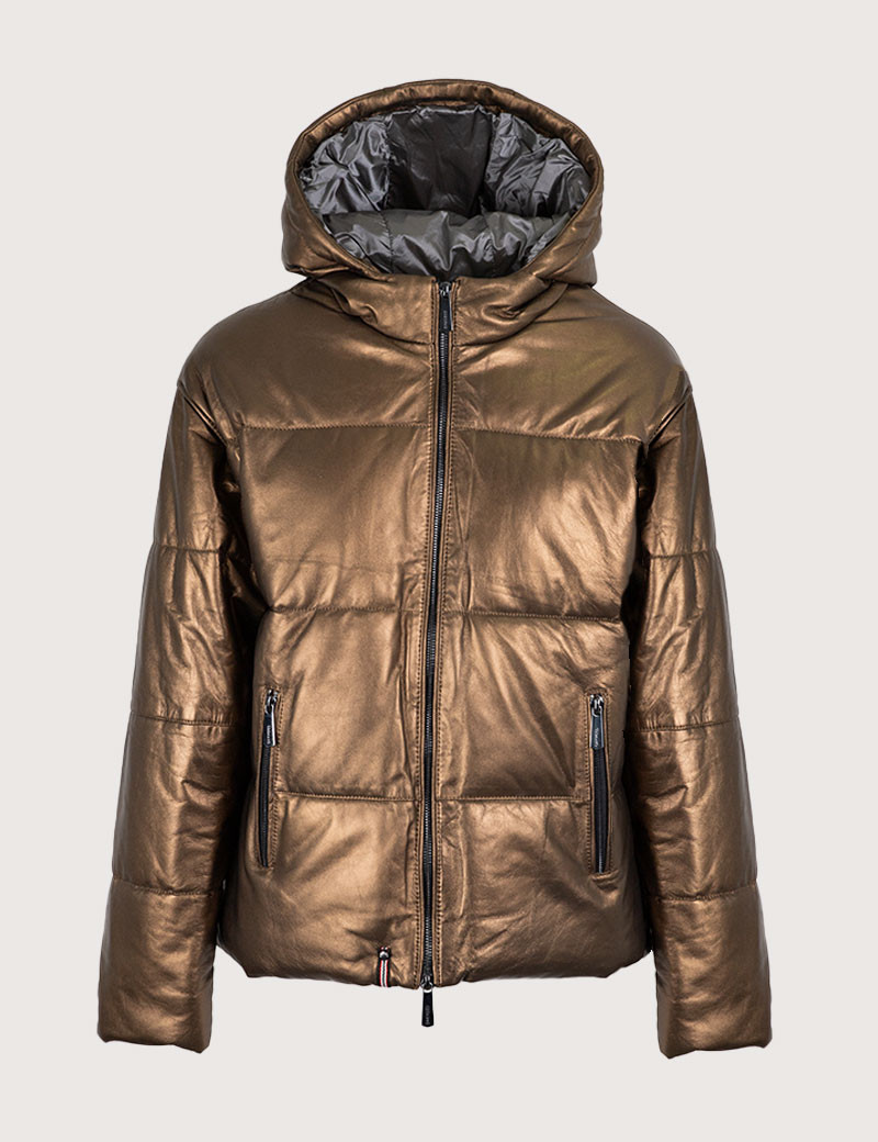 OAKWOOD BLOUSON FEMME CUIR WANDA METAL DORÉ