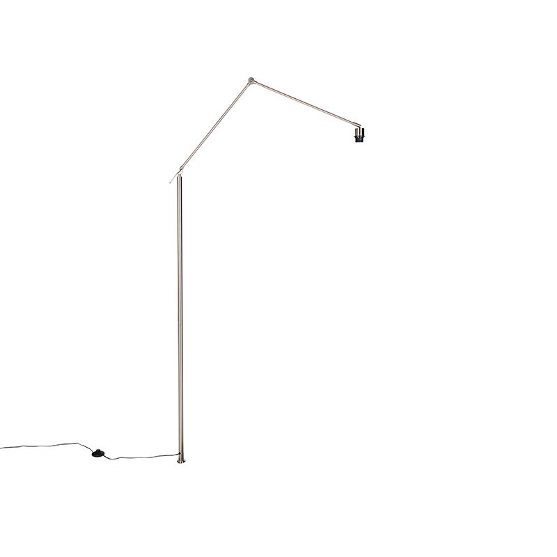 QAZQA - Moderne arm voor staande lamp, staal | zilver | mat nikkel - Editor - staal, langwerpig - geschikt voor LED E27