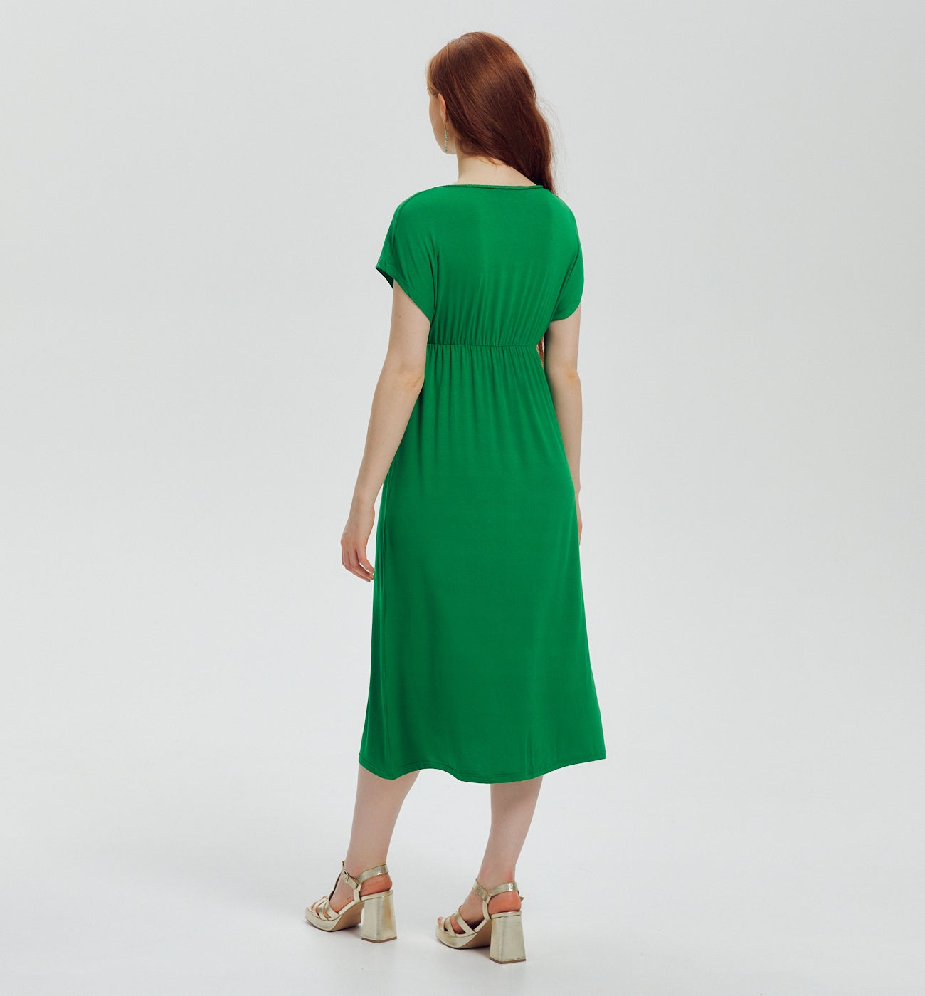 Robe mi-longue en jersey - Vert