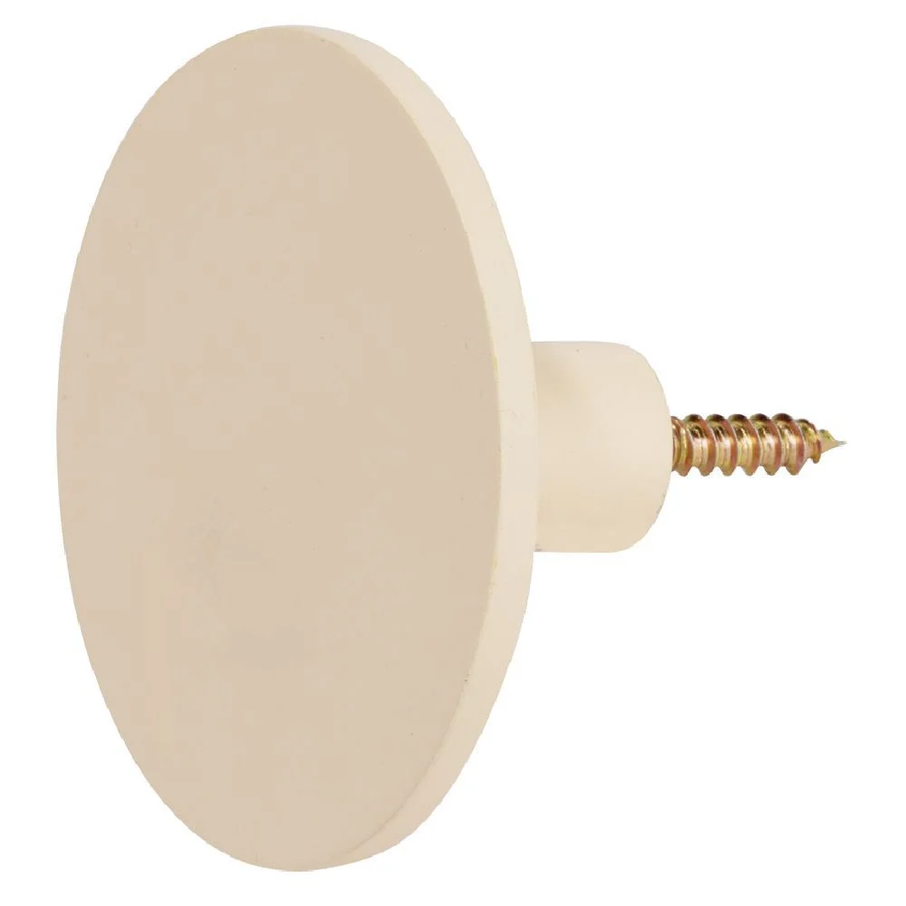 Patère murale ronde beige polyrésine Ø8cm