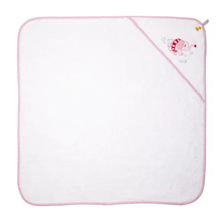 Die Spiegelburg Kapuzenbadetuch Elefant, rosa - BabyGlück (ca. 80x80 cm)