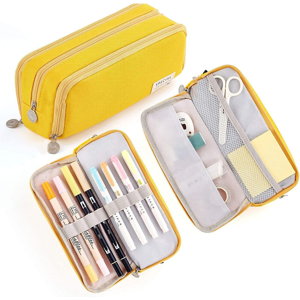 Schreibgeräte Organizer Schlamperbox Stift Etui mit Netztaschen - Schwarz