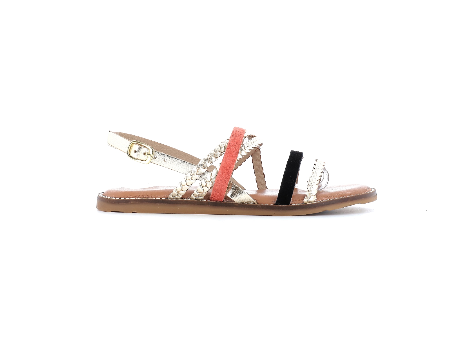 L atelier tropezien-SH 402 Cuir Noir Orange