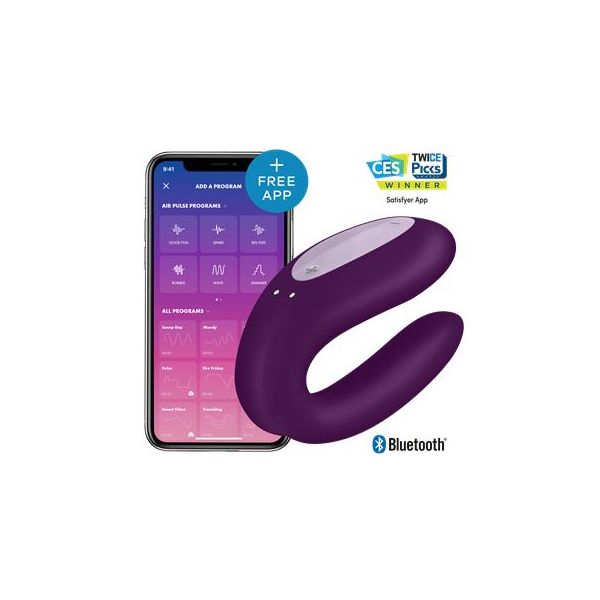 Satisfyer Vibrador Para Casal Com App Double Joy Roxo