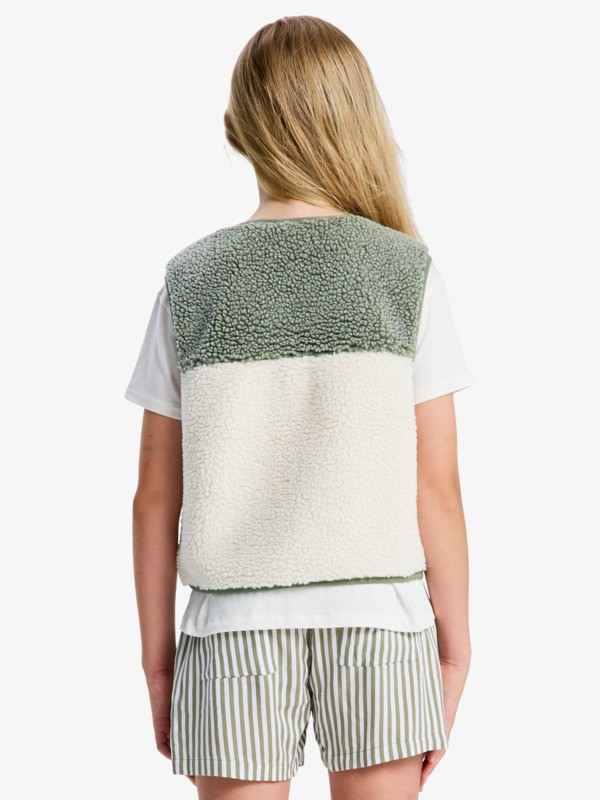 Iconic Color Block Veste sans manches en sherpa Vert Fille 4-16