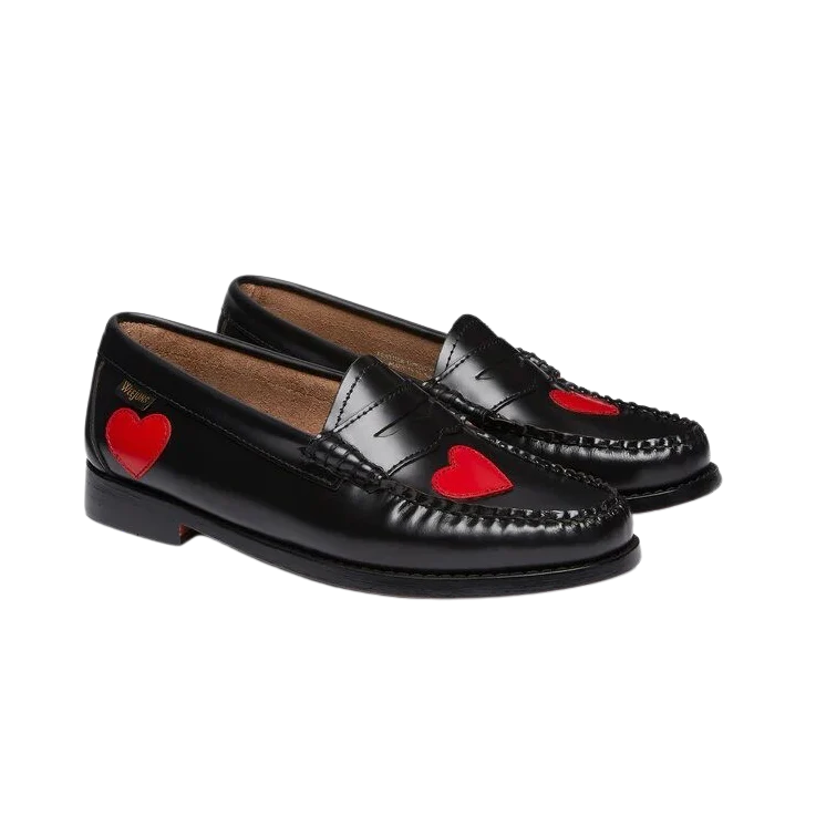 G.H BASS  Weejun Penny Love loafers - Black Leather/Red
