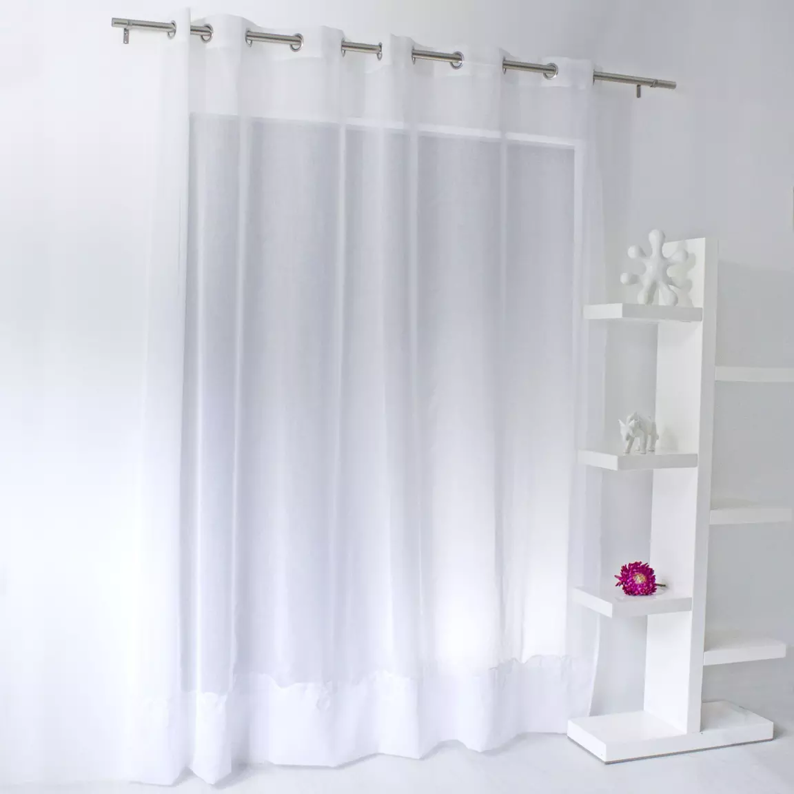 Voilage grande largeur œillets (240 x 240 cm) Solis Blanc