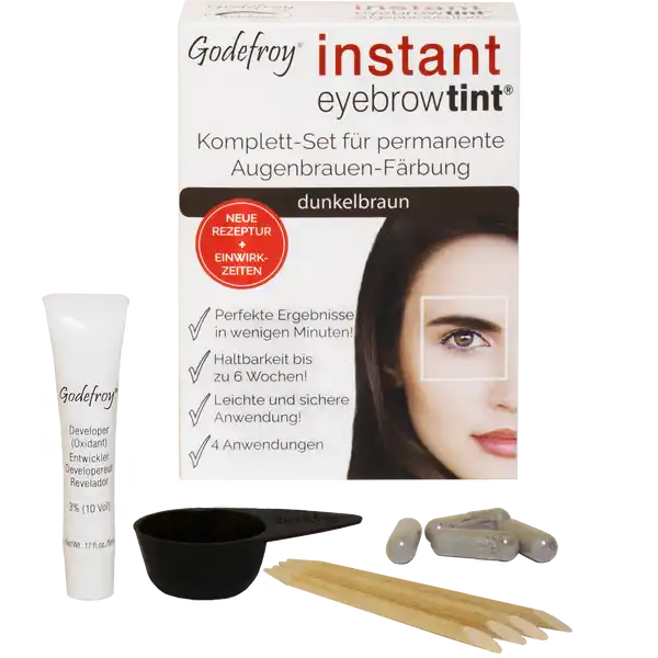 Instant Eyebrow Tint Komplett-Set für permanente Augenbrauen-Färbung dunkelbraun