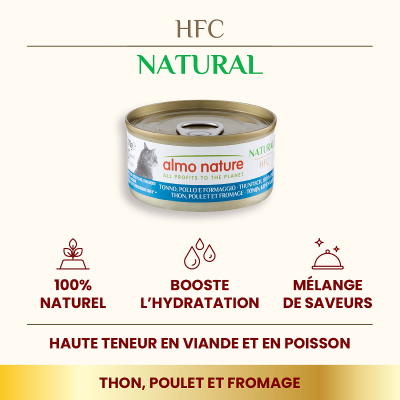 Almo Nature HFC Natural Thunfisch, Huhn & Käse 70g