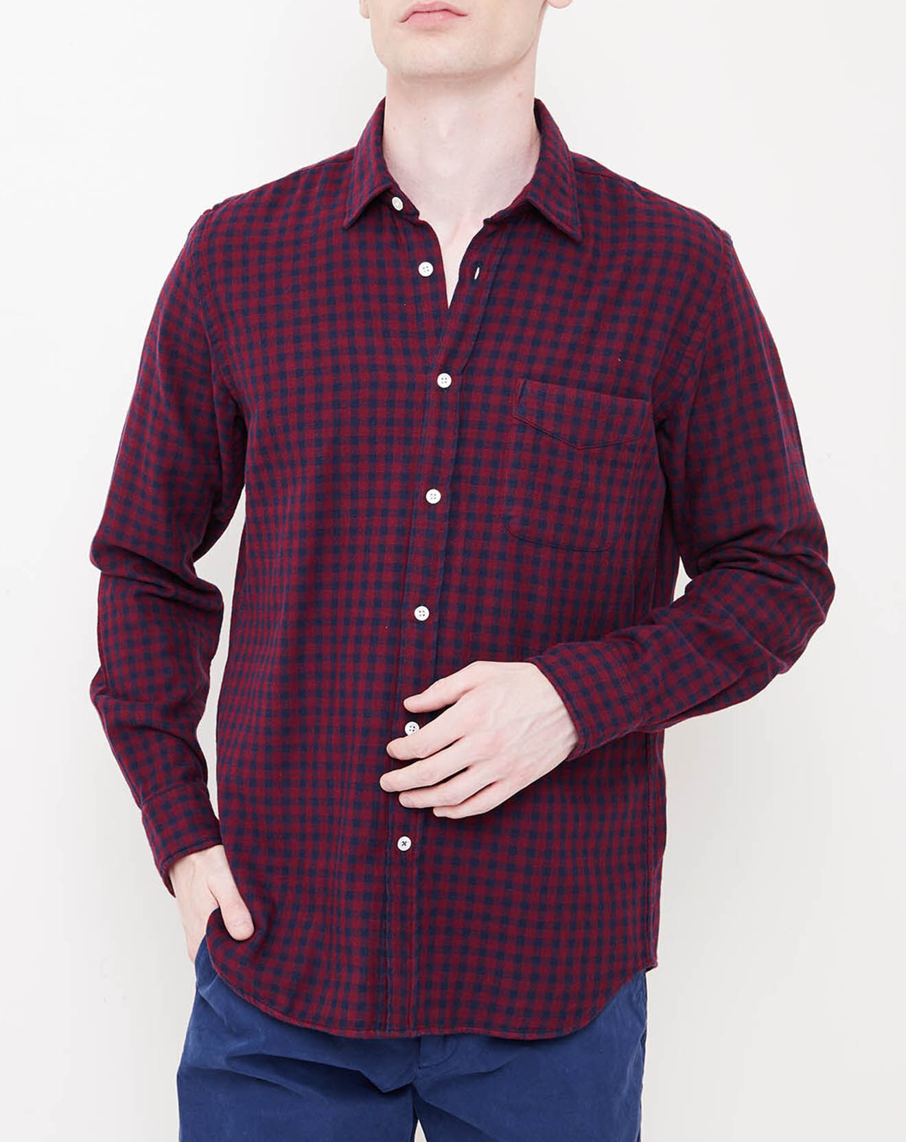 Hartford Chemise slim Storm à carreaux bordeaux/bleu marine