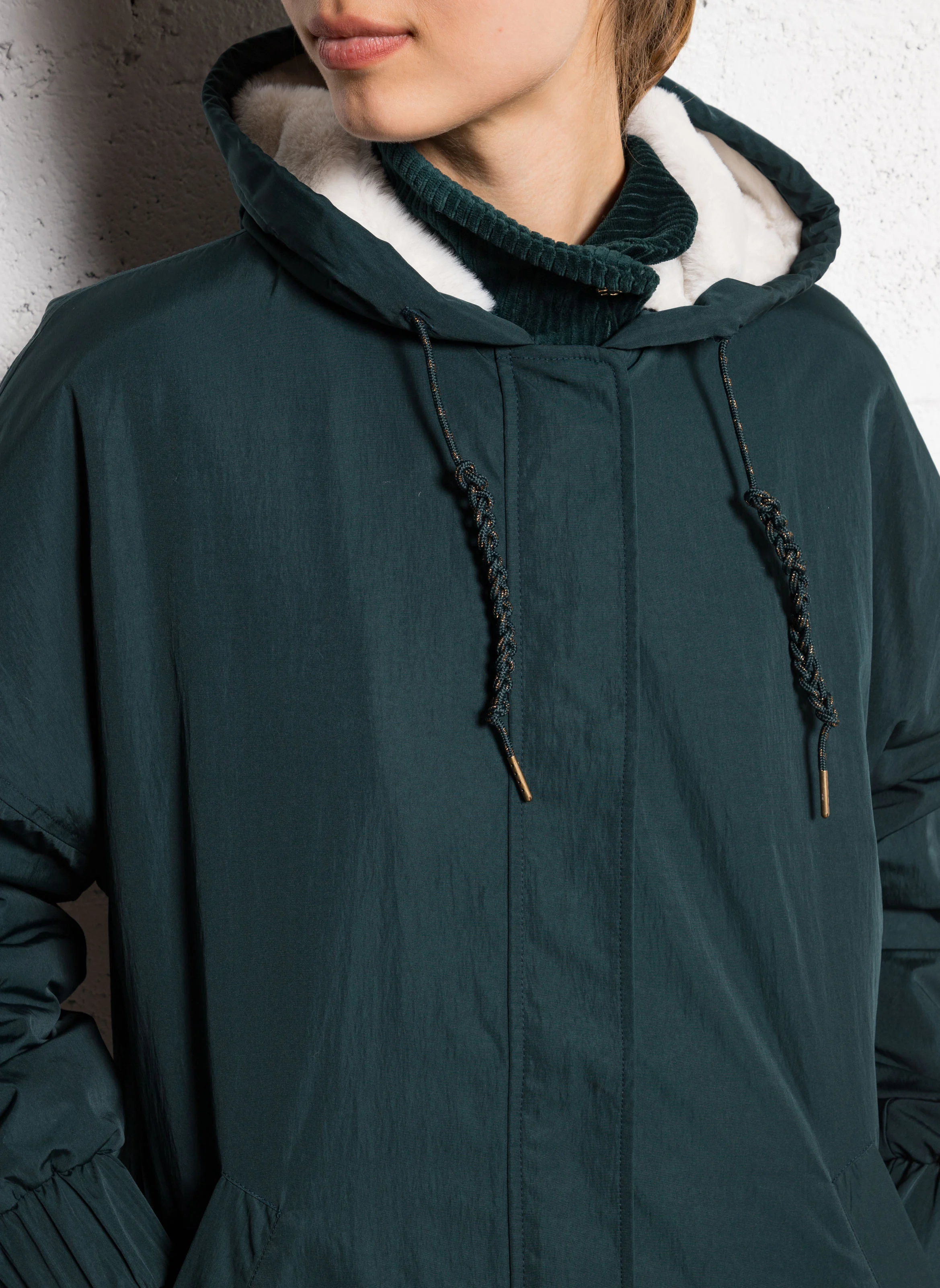 Parka droite à capuche | Vert