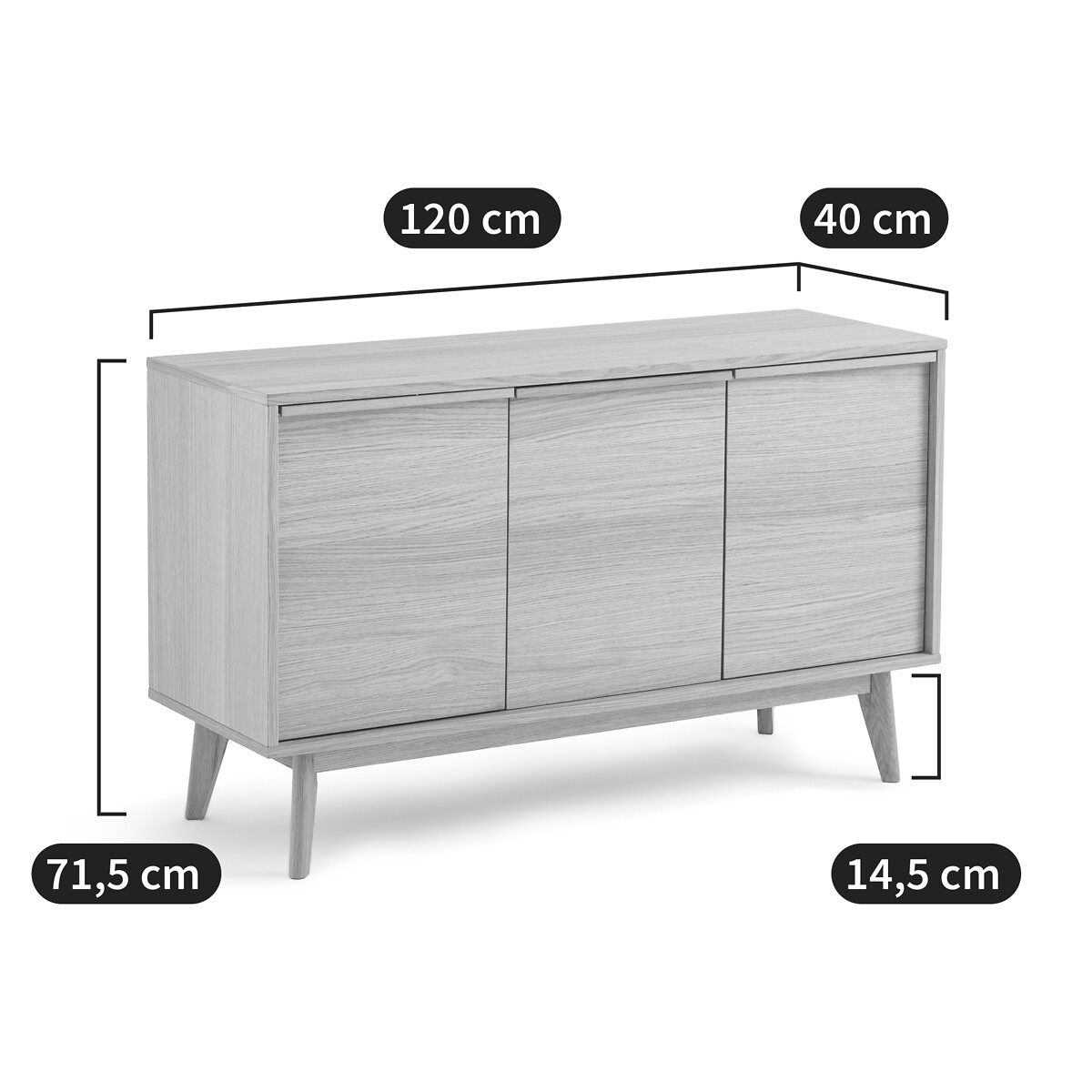 LA REDOUTE INTERIEURS<br>Aparador com 3 portas em carvalho folheado, Aram