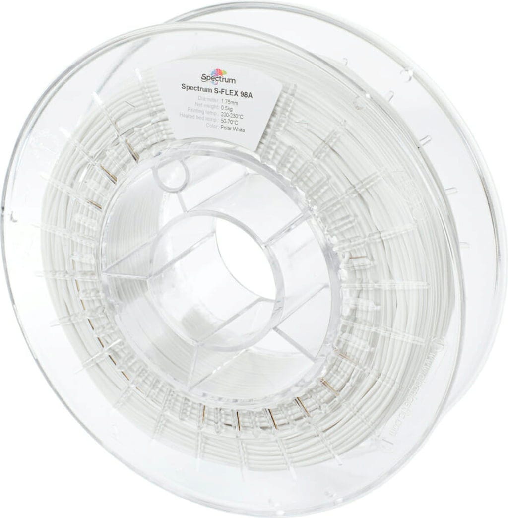 Spectrum  S-Flex 98A Polar White, 1,75 mm / 500 g    Flexibles Filament mit hoher Hydrolysebeständigkeit